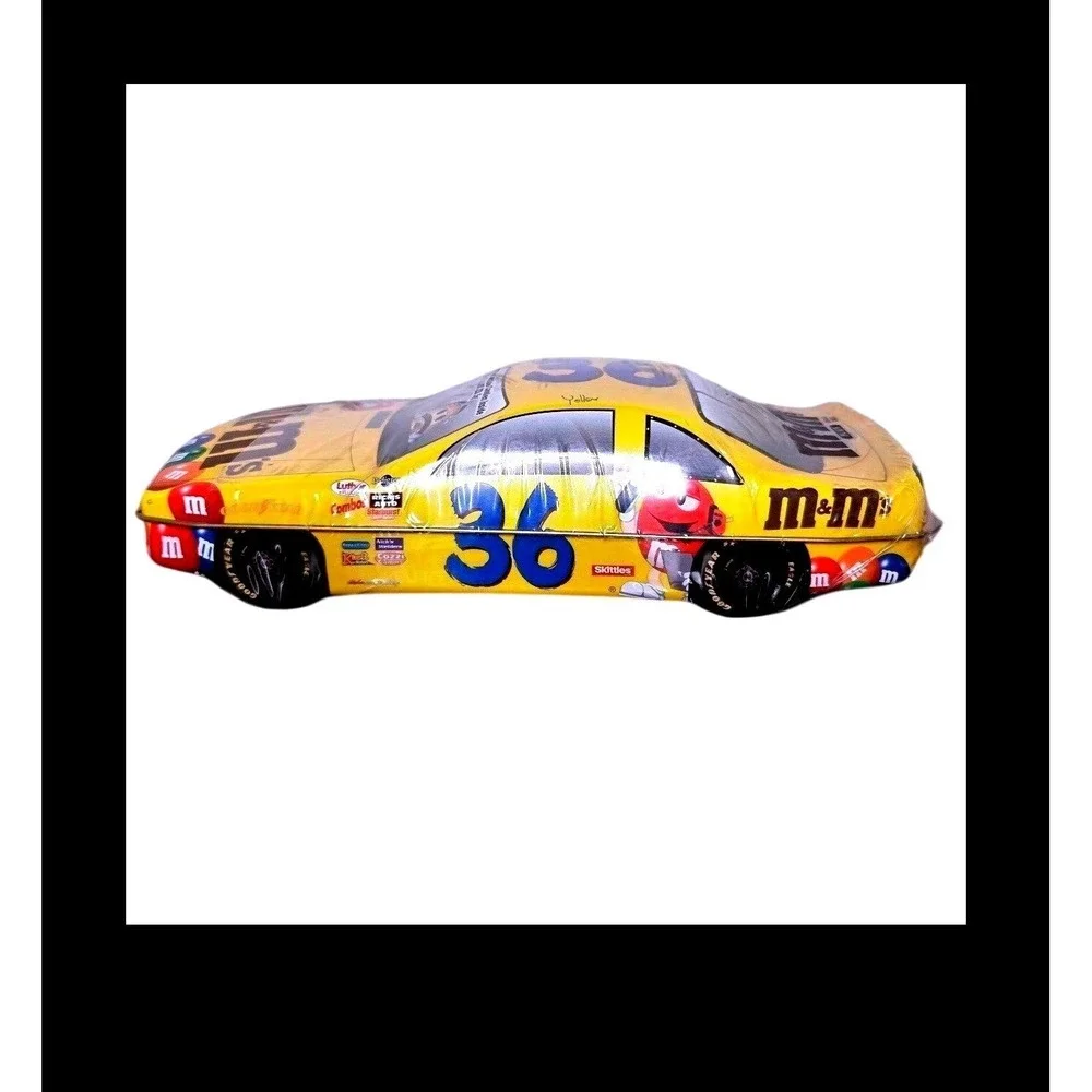 Vintage M&M's Racing #36 Yellow Stock Car Collectible Tin Factory Sealed 10oz